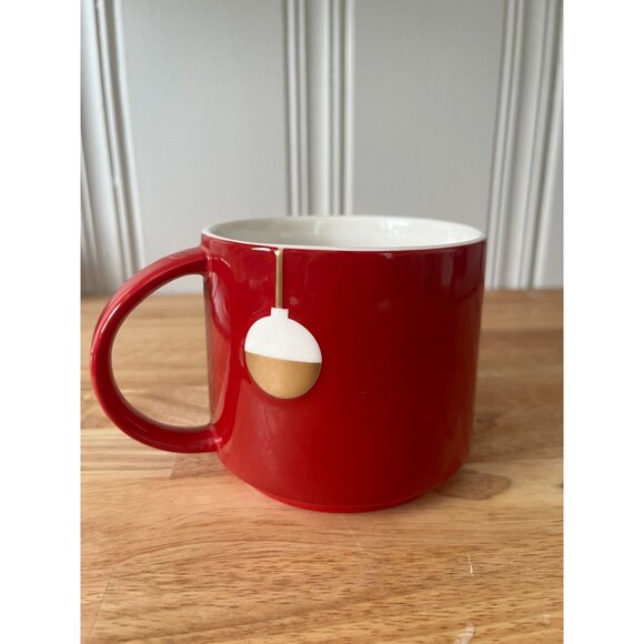 Starbucks 2012 Christmas Coffee Mug 14 Oz Red & Gold Festive Ornaments Design - Picture 3 of 7